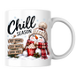 Snowman Chill Season Mug "Chill Season Hot Drinks Cosy Nights Good Vibes" Chill Season Hot Drinks 325ml Ceramic Coffee Mug – Cute Snowman in Beanie & Scarf holding Hot Chocolate Mug with Wooden Sign Post | Winter Gift | Fast Dispatch by UK Seller (M3400)