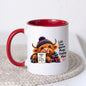 Cozy Mug "Cold Days Warm Mugs Happy Moo" Highland Cow 325ml Ceramic Coffee Mug – Winter Fuel Tea Cup with Knitted Beanie, Scarf & Hearts Gift | Available in Multicolours | Fast Dispatch by UK Seller (M1280)