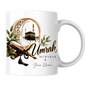 Personalised Umrah Mubarak Mug 325ml Ceramic Coffee Tea Cup – Custom Name, Holy Kaaba, Open Quran & Tasbih Prayer Beads Islamic Pilgrimage Gift for Family, Friends, Hajj Celebration – Fast Dispatch by UK Seller (M3489)