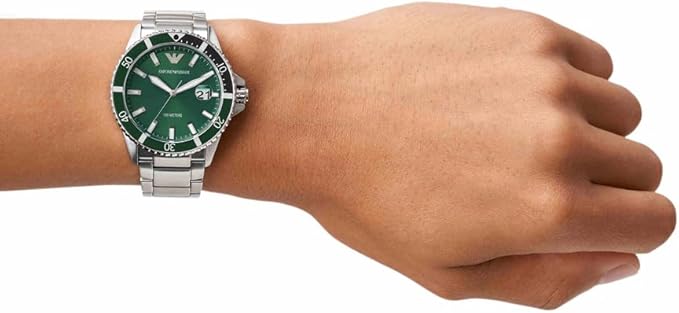 Emporio Armani Watch for Men, Quartz Three Hand Date Movement and 42mm Case Size with Stainless Steel Strap