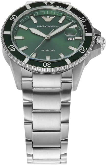 Emporio Armani Watch for Men, Quartz Three Hand Date Movement and 42mm Case Size with Stainless Steel Strap