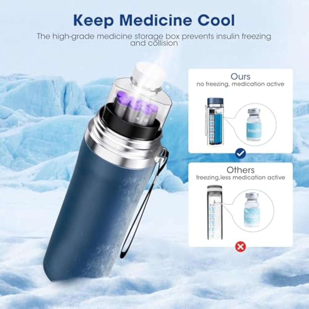Viowey 48H Insulin Cooler Travel Case TSA Approved, USB Charger Diabetic Care Medication Cooler, Portable Medicine Bottle Car Refrigerator for Cooling, Diabetic Care Organizers & Travel Kits