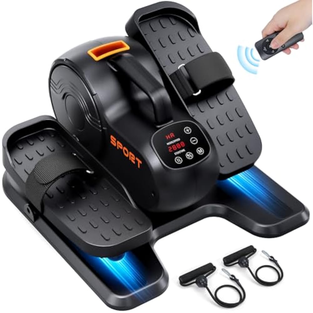 Under Desk Elliptical Machine, 3-in-1 Electric Leg Exerciser As Seen On TV, 16 Adjustable Speed & Resistance, Seated Pedal Exerciser for Seniors with Remote, Fully Assembled