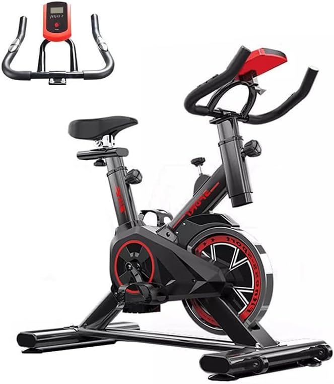 Indoor Exercise Bike with Heart Rate Monitor & LED Display, Silent 5-Groove Belt Drive, Adjustable Seat & Handlebar, 300 lb Capacity, Smooth Stationary Bike for Home Cardio Training