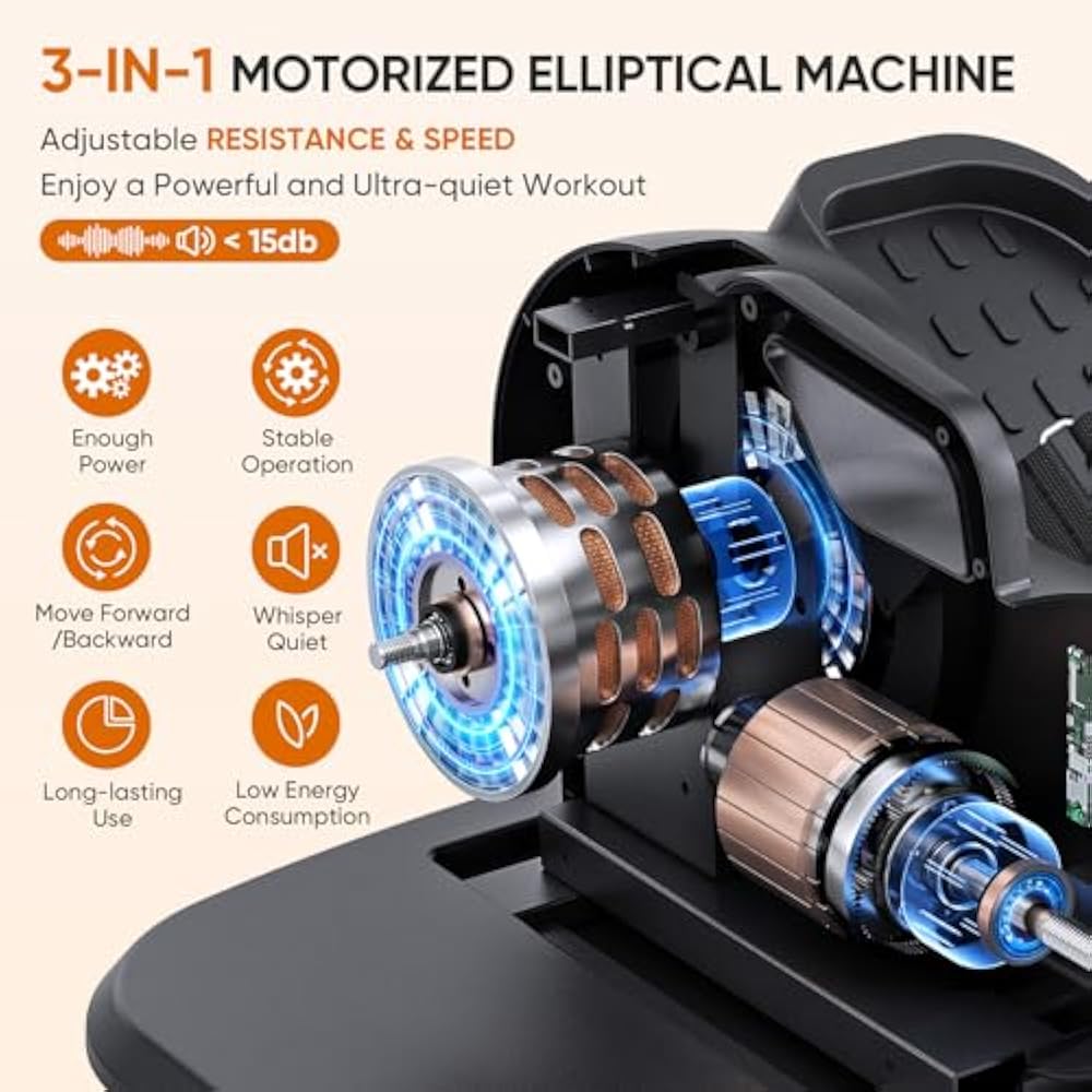 Under Desk Elliptical Machine, 3-in-1 Electric Leg Exerciser As Seen On TV, 16 Adjustable Speed & Resistance, Seated Pedal Exerciser for Seniors with Remote, Fully Assembled