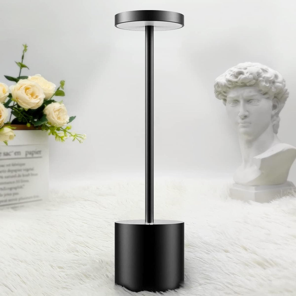 Rechargeable LED Table Lamp, 5000mAh Cordless Battery Operated Table Lamps, 3 Color Modes, USB Desk Light for Home, Dining, Bedside, Outdoor, Living Room -Black