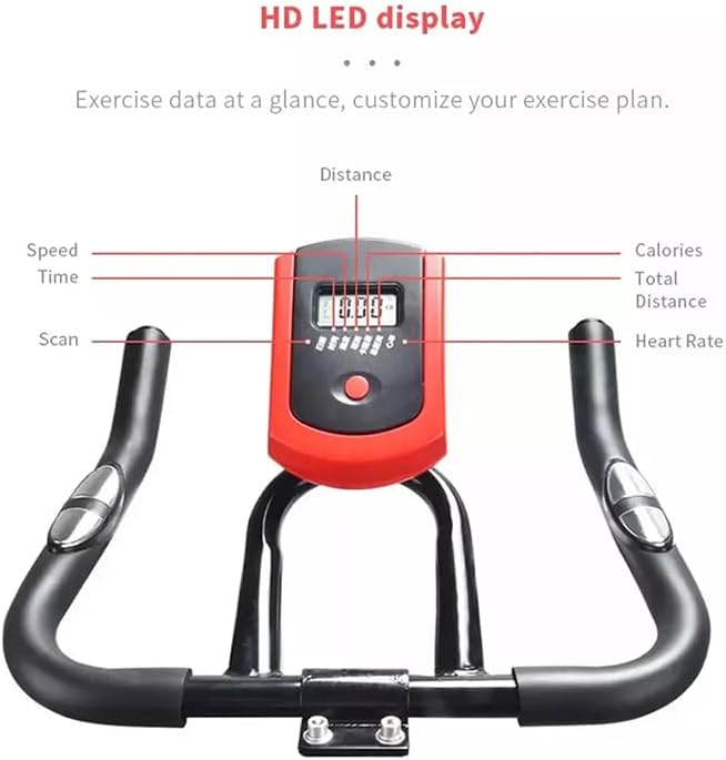 Indoor Exercise Bike with Heart Rate Monitor & LED Display, Silent 5-Groove Belt Drive, Adjustable Seat & Handlebar, 300 lb Capacity, Smooth Stationary Bike for Home Cardio Training