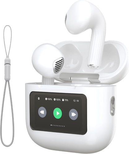 Ven-Dens True Wireless Stereo Earbuds with Smart Screen Display Case (Bluetooth 5.4)