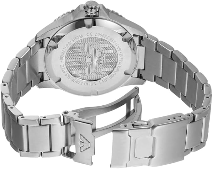 Emporio Armani Watch for Men, Quartz Three Hand Date Movement and 42mm Case Size with Stainless Steel Strap