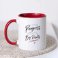 Inspirational Mug "A LITTLE Progress EACH DAY ADDS UP TO Big Results" Motivational Aesthetic 325ml Ceramic Coffee Mug Minimalist Desk Tea Cup with Brushstroke & Heart Graphic Gift | Available in Multicolours | Fast Dispatch by UK Seller (M3010)