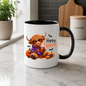 Halloween Mug "Cool Pumpkin Spice Happy Halloween" Cool Hoodie Highland Cow 325ml Ceramic Coffee Mug – Trendy Halloween Tea Cup with Pumpkin Sunglasses Iced Drink Graphic Gift | Available in Multicolours | Fast Dispatch by UK Seller (M3169)