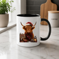 Festive Mug "Merry Christmas Highland Cow" Christmas Highland Cow 325ml Ceramic Coffee Mug Festive Winter Tea Cup with Santa Hat and Tartan Scarf Graphic Gift | Available in Multicolours | Fast Dispatch by UK Seller (M3157)