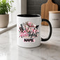 Personalised Mug "Hairstylist" Custom Name Hairdresser Coffee Cup 350ml Ceramic, Male Female Barber Hair Salon Design, Pink Floral Blue Hair Tools, Gift for Stylist Beautician Colleague, Birthday Christmas Secret Santa | Fast Dispatch by UK Seller (M1196)