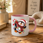 Christmas Mug "Happy Christmas Penguin Candy Cane" Happy Penguin 325ml Ceramic Coffee Mug – Festive Christmas Tea Cup with Santa Hat, Plaid Scarf Candy Cane Fairy Lights Graphic Gift | Available in Multicolours | Fast Dispatch by UK Seller (M3187)
