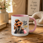 Highland Cow Mug "Shop Style Slay Highland Cow" Shop Style Slay 325ml Ceramic Coffee Mug – Glamorous Highland Cow with Shopping Bags, Smartphone Sunglasses Plaid Coat Fashion Gift | Available in Multicolours | Fast Dispatch by UK Seller (M3282)