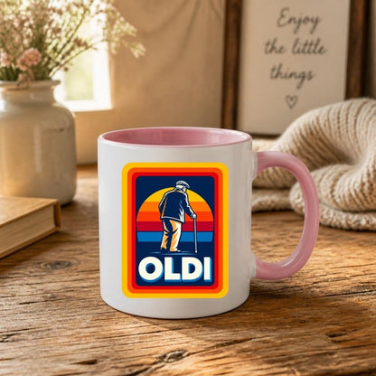 Funny Mug "OLDI" Retro Old Age Joke Coffee Cup 350ml Ceramic Novelty Mug, Male Female Grandad Grandma Design, Humorous Gift for Dad Mum Grandpa Nanny, 50th 60th 70th 80th Birthday Christmas Secret Santa | Fast Dispatch by UK Seller (M1046)