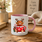 Christmas Mug "Reindeer Antlers Teacup Highland Cow" Reindeer Highland Cow 325ml Ceramic Coffee Mug – Cute Christmas Teacup Present with Gingerbread Man Candy Canes Graphic Gift | Available in Multicolours | Fast Dispatch by UK Seller (M3175)