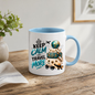 Travel Mug "Keep Calm And Travel More" 325ml Ceramic Coffee Tea Cup – Vintage Suitcases, Globe, Sunglasses & Slogan Novelty Gift for Travelers, Adventurers, Birthday – Fast Dispatch by UK Seller (M3508)