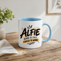 Personalized Name Mug "Alfie Born To Chill Forced To Work" Alfie Born To Chill Forced To Work 325ml Ceramic Coffee Mug – Custom Name Typography Slogan with Crown & Gold Brushstroke Highlights | Funny Gift | Fast Dispatch by UK Seller (M3446)
