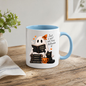 Halloween Mug "Reading Ghost Just a Girl Who Loves Halloween" 325ml Ceramic Coffee Mug–Cute Halloween Autumn Tea Cup With Reading Sheet Ghost Spooky Books Cat Graphic Gift | Available in Multicolours | Fast Dispatch by UK Seller (M3227)