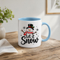 Snowman Christmas Mug "Let It Snow" Let It Snow 325ml Ceramic Coffee Mug – Cute Smiling Snowman with Top Hat, Red Striped Scarf & Flurry Snowflakes | Winter Holiday Gift | Fast Dispatch by UK Seller (M3433)