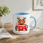 Christmas Mug "Reindeer Antlers Teacup Highland Cow" Reindeer Highland Cow 325ml Ceramic Coffee Mug – Cute Christmas Teacup Present with Gingerbread Man Candy Canes Graphic Gift | Available in Multicolours | Fast Dispatch by UK Seller (M3175)