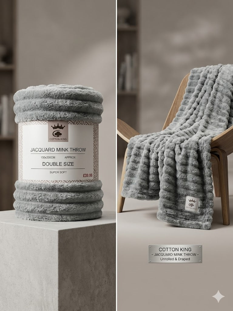 Cotton Jacquard Mink Throw Double size Blanket 150x200 cm UK