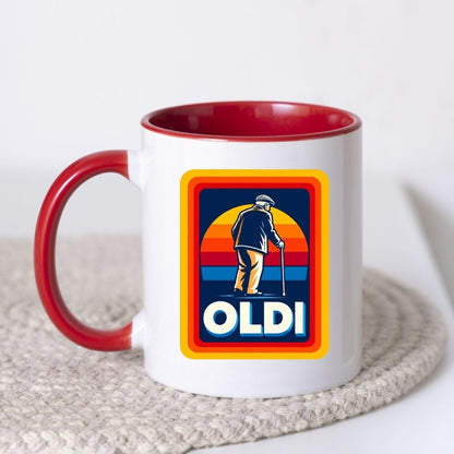 Funny Mug "OLDI" Retro Old Age Joke Coffee Cup 350ml Ceramic Novelty Mug, Male Female Grandad Grandma Design, Humorous Gift for Dad Mum Grandpa Nanny, 50th 60th 70th 80th Birthday Christmas Secret Santa | Fast Dispatch by UK Seller (M1046)