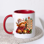 Religious Christmas Mug "Faith Hope Love Jesus" Highland Cow Faith Hope Love Jesus 325ml Ceramic Coffee Mug – Cute Highland Cow Winter Hat Mug with Wooden Signs, Lantern & Pinecones | Christian Holiday Gift | Fast Dispatch by UK Seller (M3356)