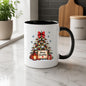 Cozy Mug "Merry Christmas" Red Bow Christmas Tree 325ml Ceramic Coffee Mug – Festive Winter Holiday Tea Cup with Lantern, Sign & Gifts Gift | Available in Multicolours | Fast Dispatch by UK Seller (M1264)