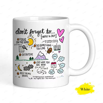 Inspirational "Notes to Self" Positive Affirmations Coffee Mug – Uplifting Motivational Ceramic Tea Cup – Daily Reminder Gift (M1005)