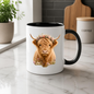 Floral Mug "Boho Highland Cow" Floral Crown Highland Cow 325ml Ceramic Coffee Mug Pretty Botanical Tea Cup with Pink Rose Flower Crown Graphic Gift | Available in Multicolours | Fast Dispatch by UK Seller (M3152)