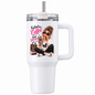 Sassy Leopard Print Travel Tumbler "Fueled By Coffee And Bad Decisions" Graphic 40oz Stainless Steel Insulated Mug with Handle & Straw –Fashion Girl sitting with Sunglasses, Leopard Handbag & Tumbler Novelty Travel Cup | Fast Dispatch by UK Seller (T3016)