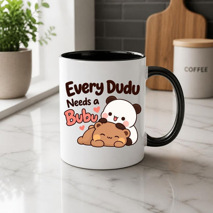 Cute Mug "Every Dudu Needs a Bubu" Panda Couple 350ml Ceramic Coffee Cup, Romantic Matching Bear Love Gift for Boyfriend Girlfriend Husband Wife, Anniversary Valentines Day Birthday Christmas Secret Santa | Fast Dispatch by UK Seller (M1113)