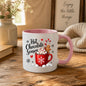 Cozy Mug "Hot Chocolate Season" Red Snowflake 325ml Ceramic Coffee Mug – Winter Holiday Tea Cup with Marshmallows, Gingerbread Man & Candy Cane | Available in Multicolours | Fast Dispatch by UK Seller (M1270)