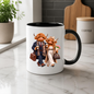 Highland Cow Mug "Dressed To Impress Highland Cow Couple" 325ml Ceramic Coffee Mug – Stylish Highland Cow Couple in Suits Trench Coats Carrying Coffee Romantic Gift For Couples Anniversaries | Available in Multicolours | Fast Dispatch by UK Seller (M3259)