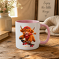 Novelty Mug Skateboard Highland Cow Ceramic Coffee Mug - Cool Fluffy Farm Animal Baseball Cap & Bandana Tea Cup for Skaters and Animal Lovers | Available in Multicolours | Fast Dispatch by UK Seller (M1220)