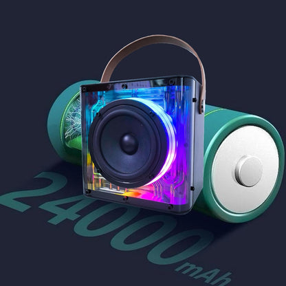 HAVIT Portable Dual Wireless Microphone Karaoke Speaker with RGB Multi-Color Gradient Lights | Cyberpunk Mecha Bluetooth PA Party Speaker with 2 Mics