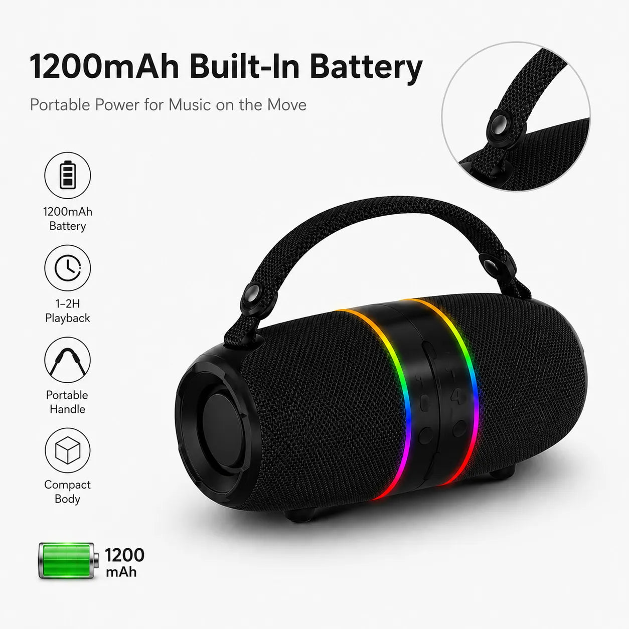 2-in-1 Detachable Wireless Bluetooth Speaker Set | Split Dual Stereo Speakers with RGB LED Light Rings & Carry Handle (M35)