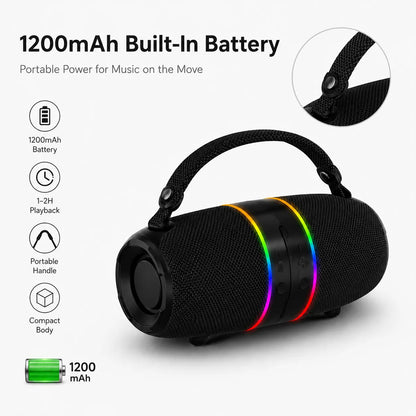 2-in-1 Detachable Wireless Bluetooth Speaker Set | Split Dual Stereo Speakers with RGB LED Light Rings & Carry Handle (M35)