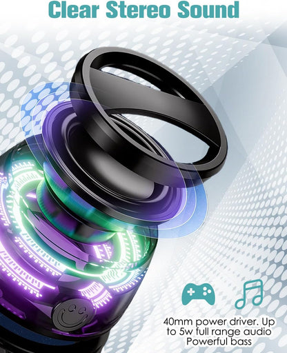 Magnetic Suction Ultra-Portable Wireless Bluetooth Speaker with LED Ambient Light | Transparent Mecha Mini Bass Speaker