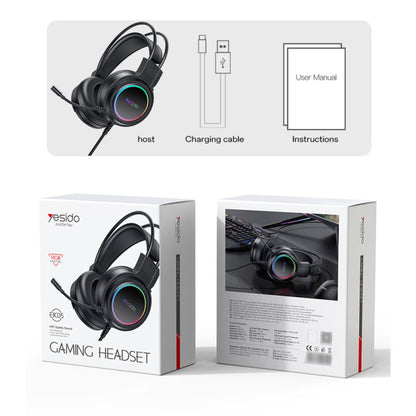 Yesido Wired RGB Gaming Headset with HD Microphone & Surround Sound – Black