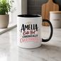 Personalized Name Mug "Amelia Cute But Chronically Overthinking" Amelia Cute But Chronically Overthinking 325ml Ceramic Coffee Mug – Custom Name Typography Slogan with Crown, Hearts & Pink Highlight Banner | Funny Gift | Fast Dispatch by UK Seller (M3448)