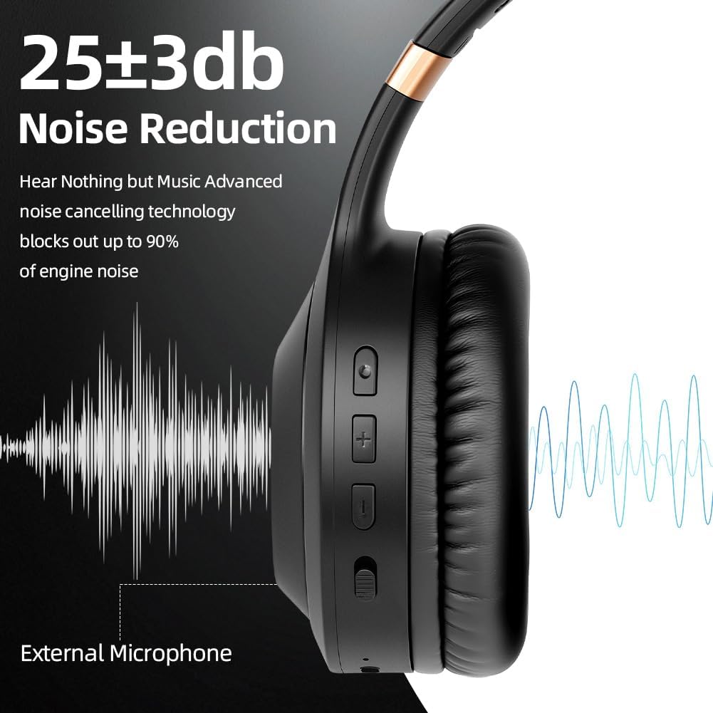 ANC Active Noise Cancelling Wireless Headphones Bluetooth 5.4 Foldable Over-Ear Headset | Low Latency Gaming Headphones with 3D Ergonomic Fit