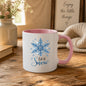 Elegant Mug "Let It Snow" Blue Snowflake 325ml Ceramic Coffee Mug Winter Holiday Tea Cup with Watercolor Crystal Design & Frosty Slogan Gift | Available in Multicolours | Fast Dispatch by UK Seller (M1250)
