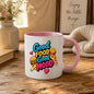 Foodie Mug "Good Food Good Mood" 325ml Ceramic Coffee Mug Cute Fast Food Lover Tea Cup with Burger, Pizza Slice & Fries Gift | Available in Multicolours | Fast Dispatch by UK Seller (M1308)