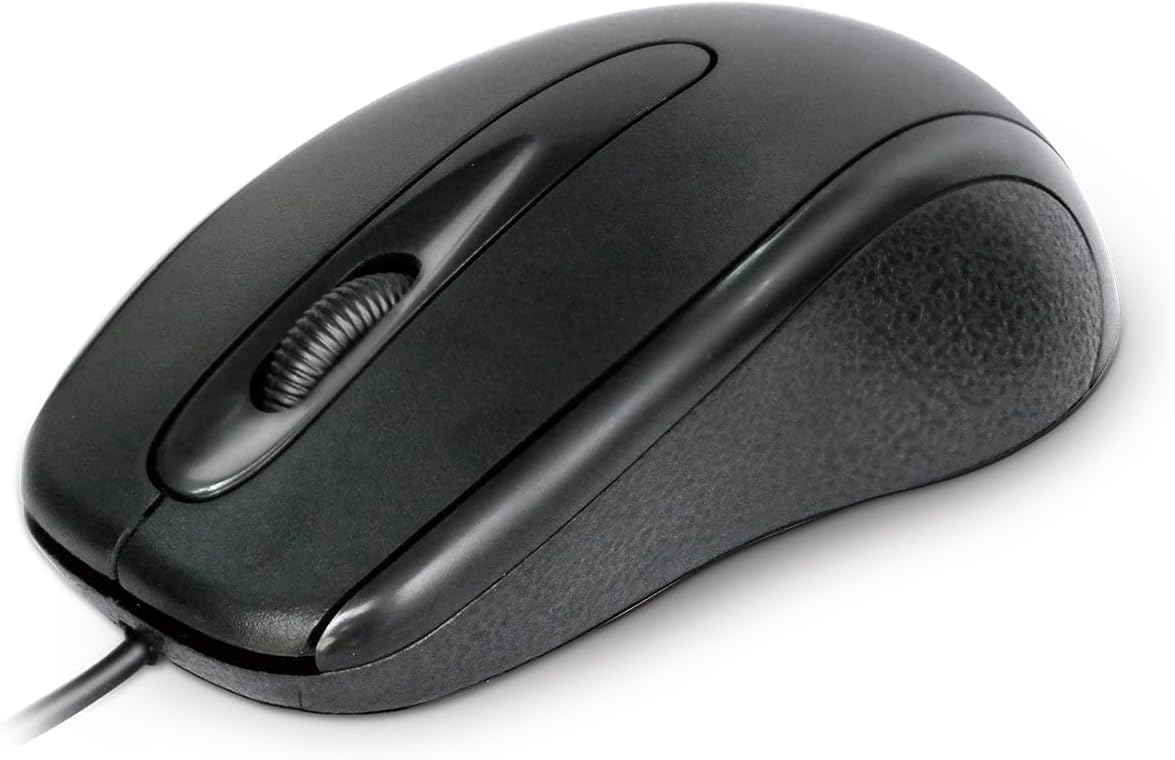 Wired USB 2.0 Computer Mouse - Ambidextrous Optical Wired Mice for Laptop, Computer, Macbook, Gaming, Working - 2.4Ghz Small Silent Black 1000 DPI Mouse with 3-Buttons and Scroll Wheel