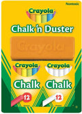 Chalk and Duster Set of 24 Multicoloured Chalk Sticks and Eraser