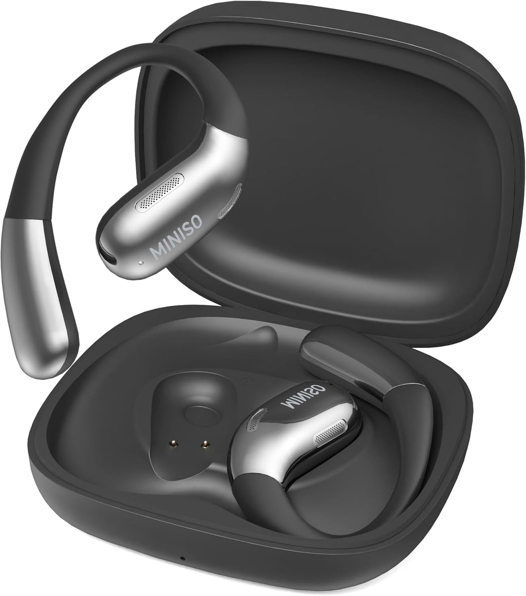 MINISO X28 OWS Translation Open Ear Wireless Bluetooth Earbuds Support 148 Languages Real Time Bluetooth Translation HiFi Sound Quality Sports Headphones IPX5 Waterproof with Microphone Black