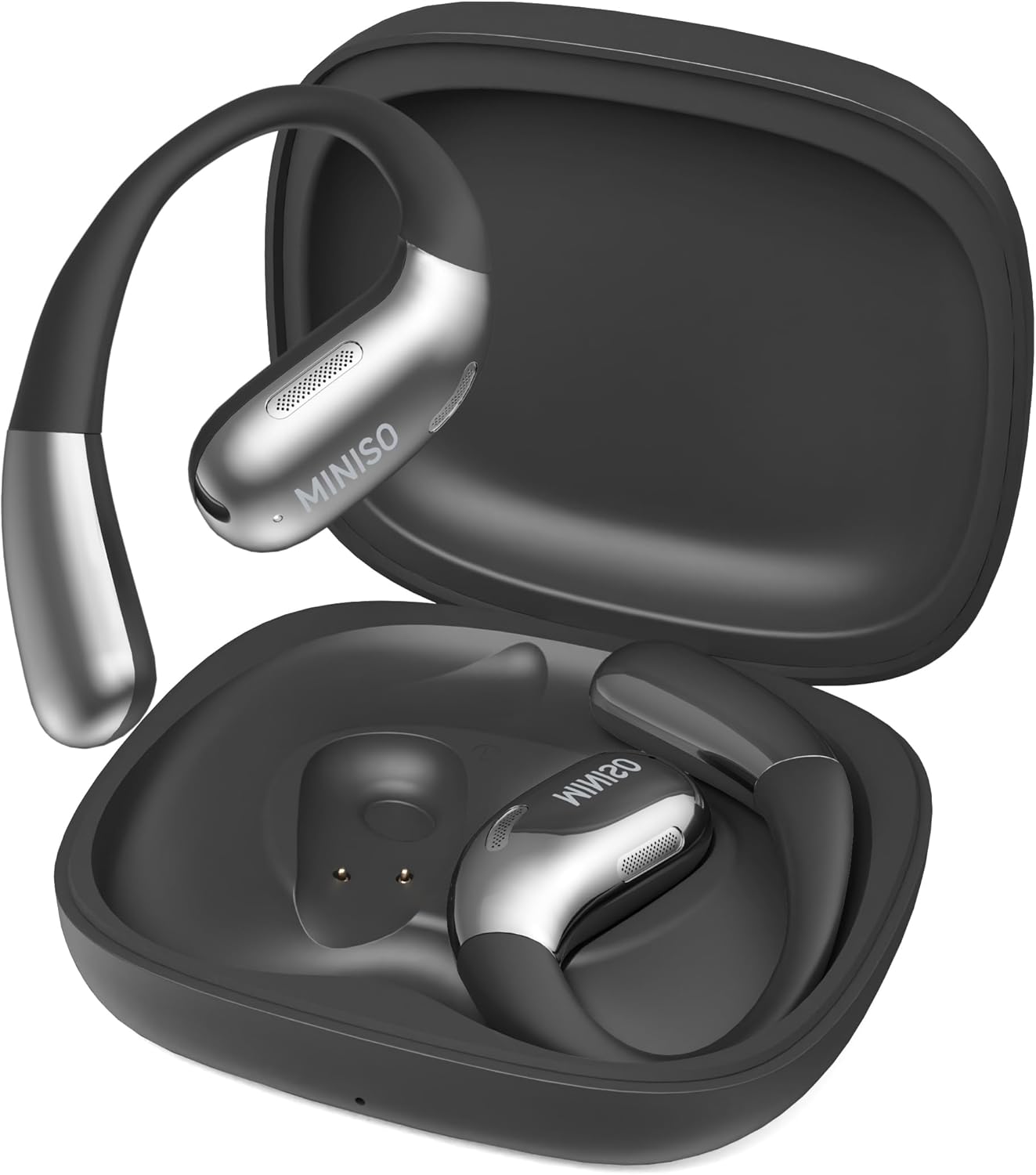 MINISO X28 OWS Translation Open Ear Wireless Bluetooth Earbuds Support 148 Languages Real Time Bluetooth Translation HiFi Sound Quality Sports Headphones IPX5 Waterproof with Microphone Black